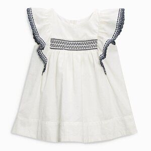 next White Cotton Embroidered Baby Dress 12-18m